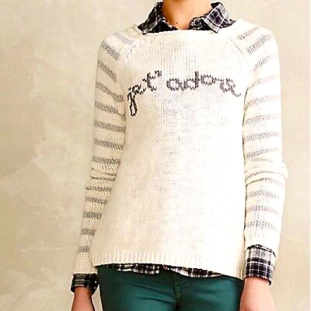VGUC Anthropologie Moth Jet’ Adore Sweater Size Medium